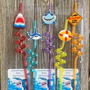 Shark Kids Birthday Party Favors , Shark Straw , Shark Party Favors , Shark Week, Birthday Party Gifts , Kids Gifts , Shark Decorations