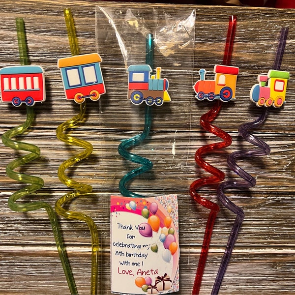 Train Birthday Party, Party Favors, Straw, train party favors, kids gifts, Goodie bags gifts