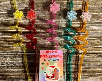 Snowflakes Kids Straw, Christmas Party Favors, Christmas Kids Gift, Stocking Stuffers, Class Gift, Student Gifts,