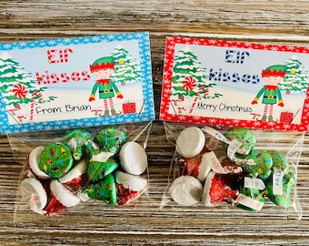 Elf Kisses Chocolate Party Favors Bag, Elves, Christmas Candy, Chocolate Candy, Stocking Stuffy, Classroom Gift, Student Gift, Holiday Gift