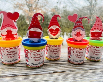 Personalized Play-doh Party Favors, Valentines Day Gift For Kids, Students Gift, Valentines Day Party Favors, Valentines Gnome, Kids Gift