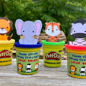 Safari Play-Doh Party Favors, Personalized Party Favors , Birthday Party Favors, Jungle Animals Birthday , Safari Gift , Party Decorations,