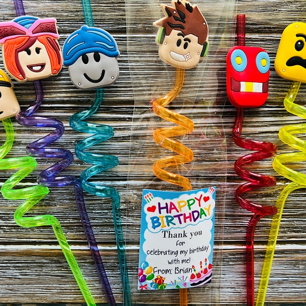 Roblox inspired Kids Birthday Party Favor , Kids Birthday, Party Favors, Birthday Party Straws, Robot Party favors , Gaming Favors, Games
