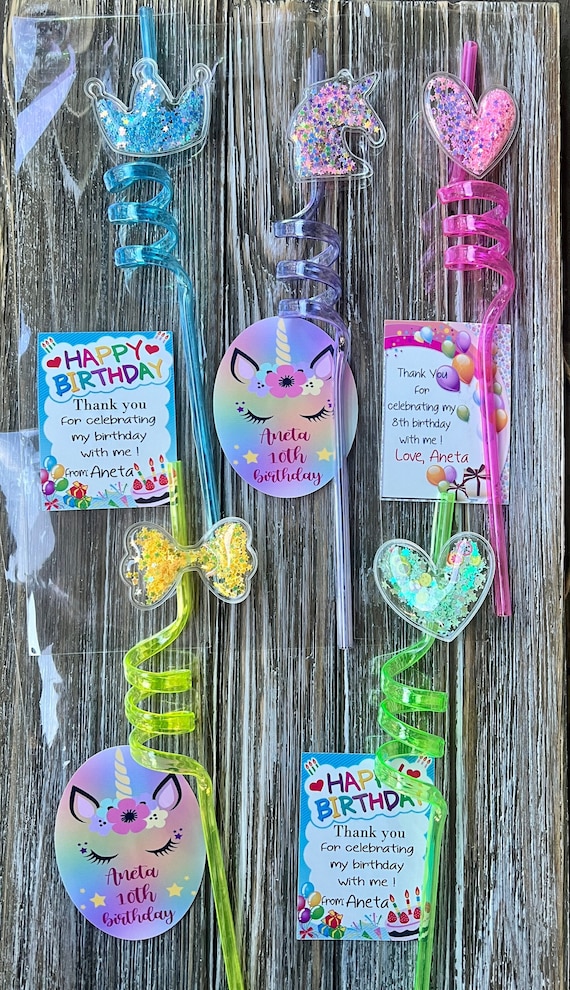 Personalized Kids Birthday Party Favors Gifts, Unicorn Magic Shaker Straw , Unicorn  Birthday Party , Princess Party Favors , Girls Party 