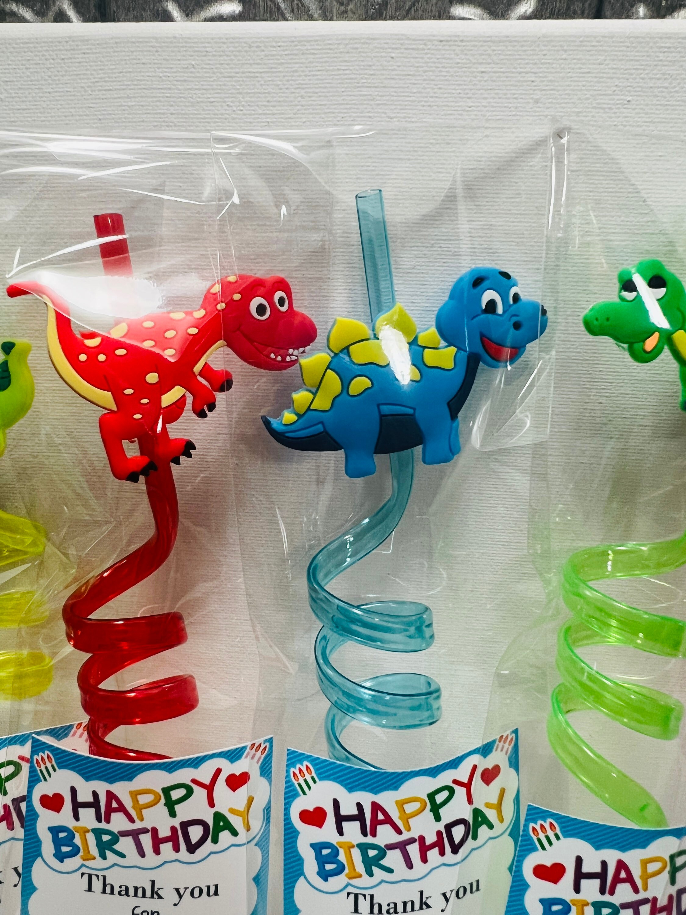 Dinosaur Straws Birthday Party Decorations Favors, 24pcs Dino Birthday  Party Supplies Reusable Plastic Fun Cute Drinking Straws for boys girls  Three