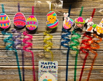 Reusable Easter Straw Basket Stuffer, Basket Filler, Easter Party Favors, Easter Basket Stuffers, Easter Gift, Students Gift, Classroom Gift