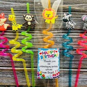 Safari Birthday Party , Jungle Animals Birthday party favors, Kids Birthday, Party Favors, Birthday Party Straws, Kida Gifts, Toddler
