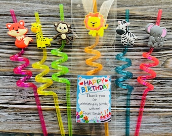 Safari Birthday Party , Jungle Animals Birthday party favors, Kids Birthday, Party Favors, Birthday Party Straws, Kida Gifts, Toddler