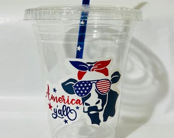 Patriotic Plastic Cups , 4th Of The July, Party Cups , Gnomes Cups,  Party Decor, America Theme Cups, Memorial Day Cup, Party Supplies