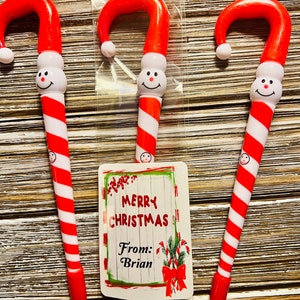 20 Stuks Kerst Pennen Candy Cane - Nieuwigheid Kerstcadeau Pennen Rood Wit