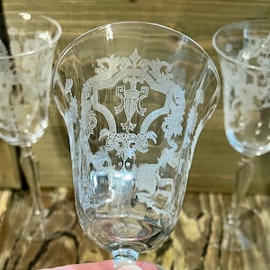 Morgantown Virgina Pattern , Wine Goblets, Wine Glasses, Crystal Wine Glass , Set Of 6 , Vintage Glassware