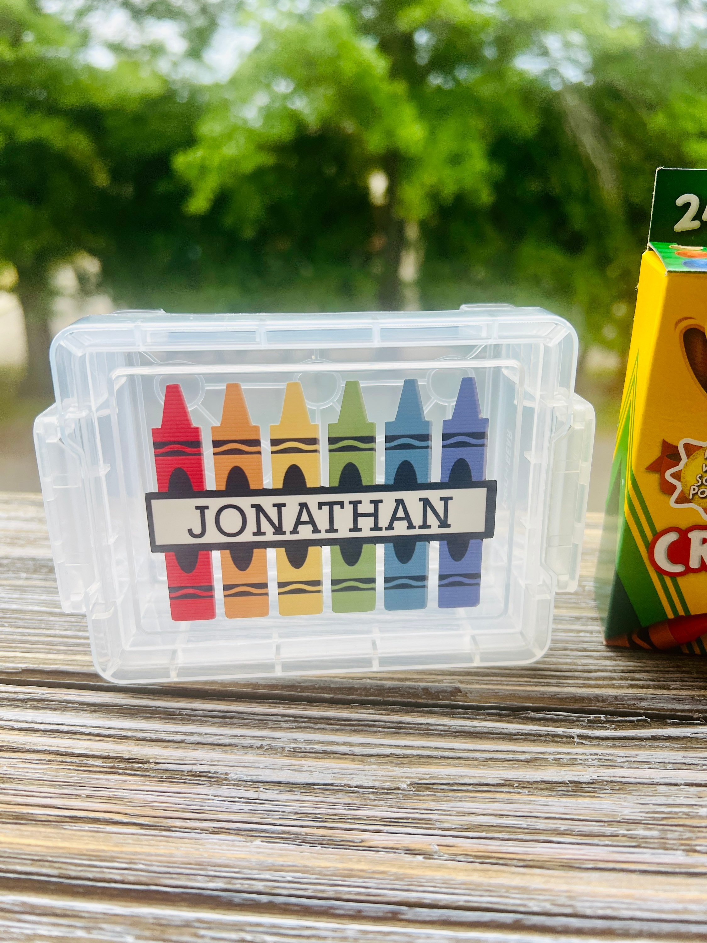 Personalized Crayon Box , School Supplies , Crayon Container, Back