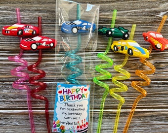 Cars Birthday Party Favors, Kids Birthday Gift, Personalized Gifts, Vehicle Party Favors, Party Favors, Birthday Straw