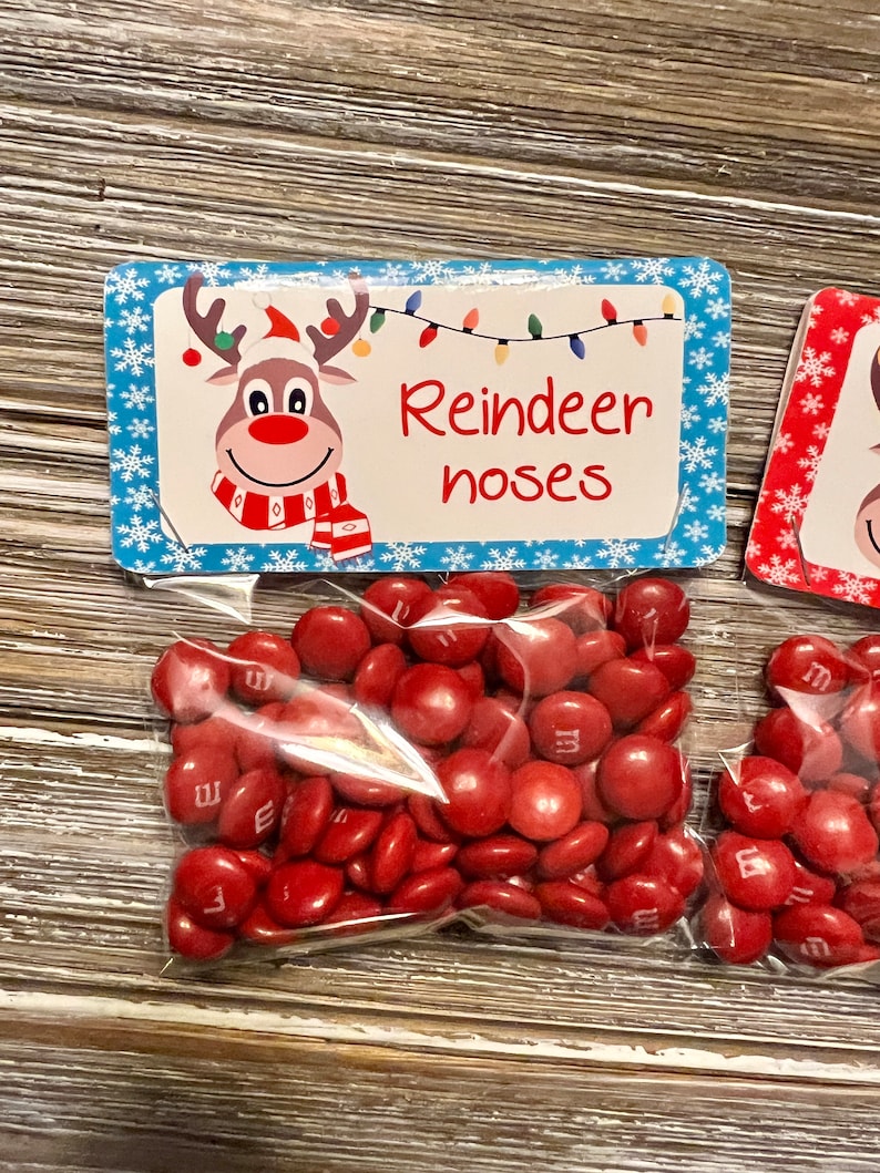 Reindeer noses Chocolate Candy , Christmas Candy, Christmas Chocolate Candy, Christmas Funny Gift, Candy Stocking Stuffers, Party Favors Blue tag
