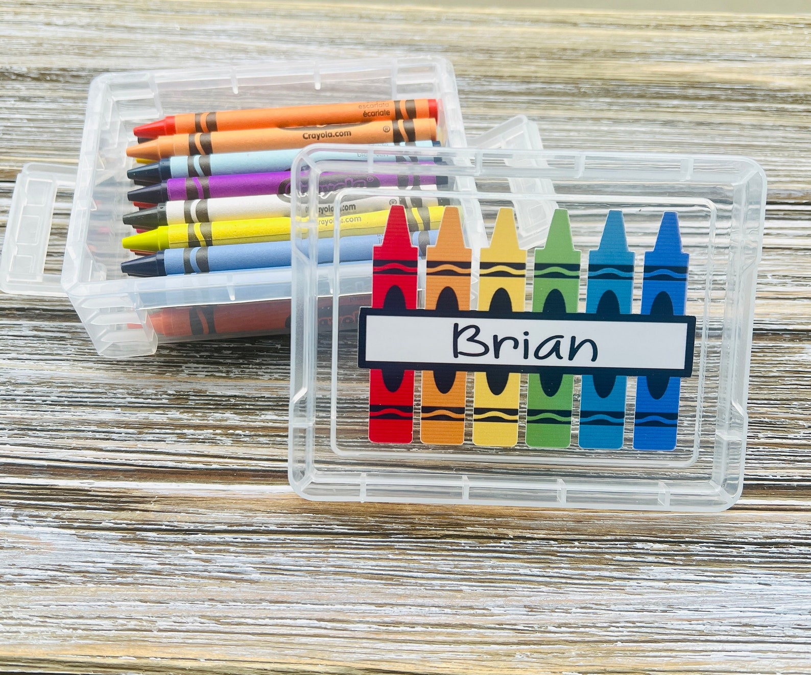 Personalized Crayon Box School Supplies Crayon Container Etsy