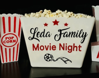 Personalized Popcorn Tub Bucket , Party Favors, Family Gifts, Personalized Popcorn Tube, Gift, Movie Night