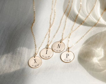 Personalized Engraved Necklace, Custom Engraving Coin Pendant | Date | Coordinates | Roman Numerals | Name | Quotes Engraving Necklace