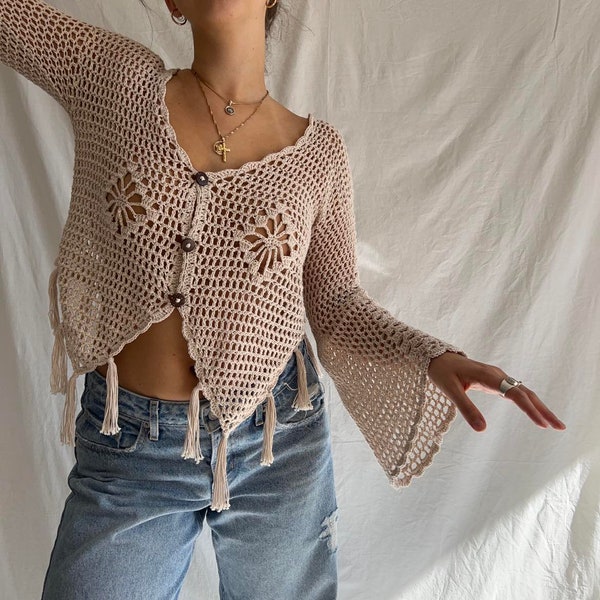 Cardigan années 70 - patron au crochet PDF