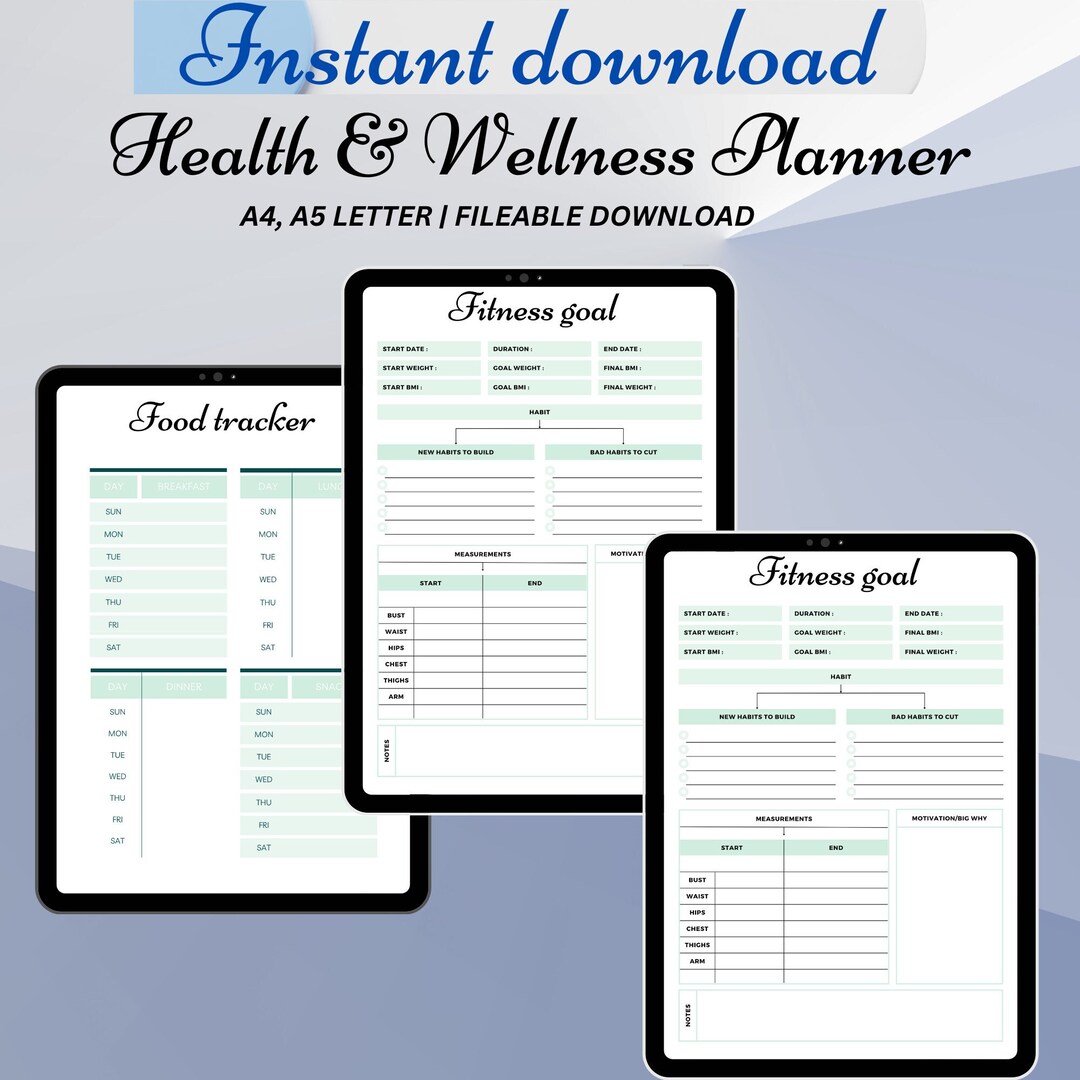 Health and Wellness Planner, Printable Health and Wellness Planner