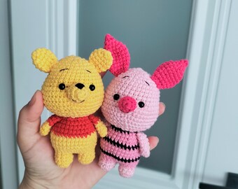 Handmade Winnie the Pooh & Piglet Crochet Dolls – Baby Nursery Decor