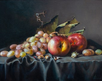 フルーツ4 印象派の静物画 様々なフルーツの油絵 デジタルダウンロード