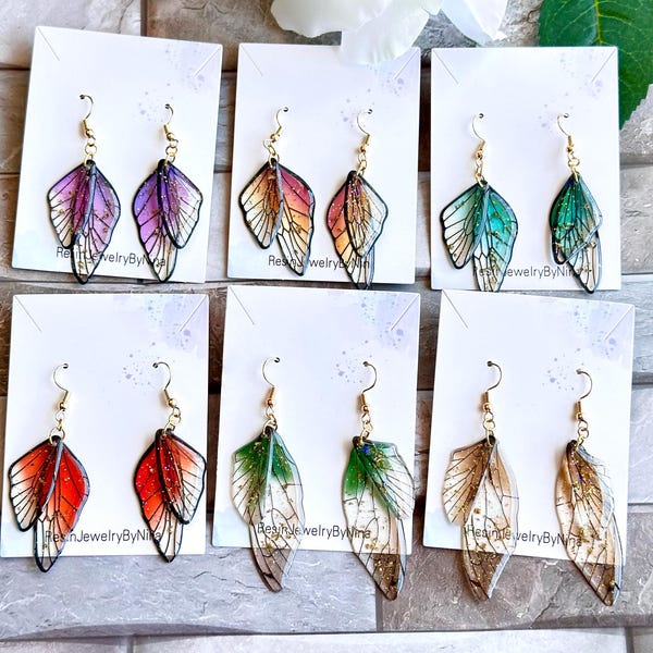 Pendientes de alas de mariposa hechos a mano: joyas de oro o plata Alas de hadas encantadas / Ren Faire / Shinobu
