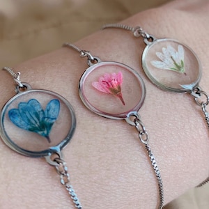 Dried flower bracelet, Real flower bracelet/ pressed flower bracelet, round bracelet,Dried flower bracelet,Bride Jewelry