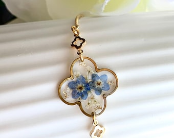 Real Dried Flower Bracelet with forget-me-not for Birthdays, Weddings or Bridesmaids
