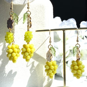 Green grape earrings /Fruit earrings/ Pendant earrings/Food earrings/ Fun earrings/ gift for her