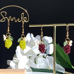 Grape earrings /Fruit earrings/ Pendant earrings/Food earrings/ Fun earrings/ gift for her