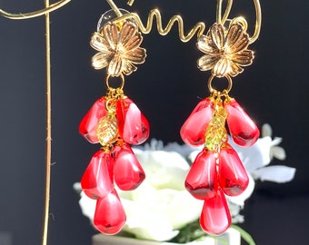 Fruit earring/  Pomegranate seed  earring/ Dangle earring/ Food jewelry/ gift for her