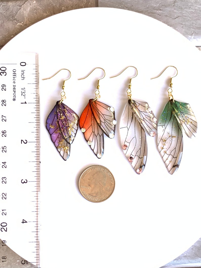 Boucles d'oreilles faites main ailes de papillon/Boucles d'oreilles ailes de fée enchantées/Bijoux ailes de fée/Boucles d'oreilles papillon/Cadeau de Noël/GN/Best-seller cosplay image 10