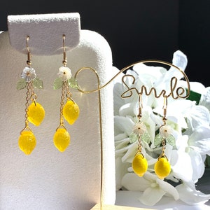Lemon earrings /Fruit earrings/ Pendant earrings/Food earrings/ Fun earrings/ gift for her. See Description. Matching necklaces available.