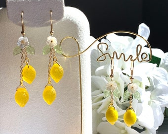 Boucles d'oreilles citron/Boucles d'oreilles fruits/Boucles d'oreilles pendantes/Boucles d'oreilles nourriture/Boucles d'oreilles amusantes/cadeau pour elle. Voir la description. Colliers assortis disponibles.