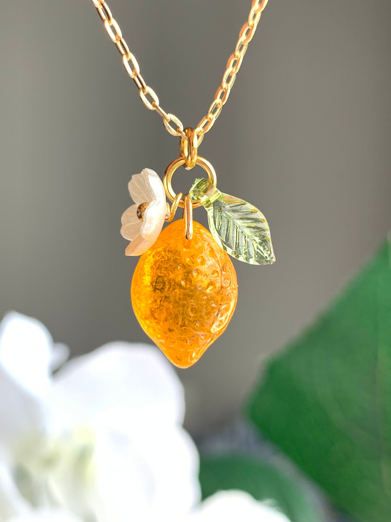 Lemon Necklace/ 14k Gold Filled Necklace / Pendant Necklace/ Food