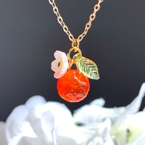 Fruit necklace/ Orange necklace/14k gold filled  necklace / Pendant necklace/ Food jewelry/ Gift for her