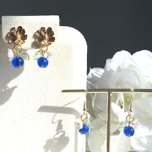 Fruit earrings/ Blueberry earrings/ Glass blueberry drop earrings/ Food earrings/  gift for her