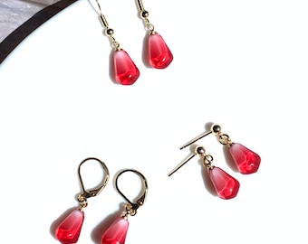 Pomegranate Seed Earrings: 14k Gold Filled Dangle Food Jewelry,Fruit earrings