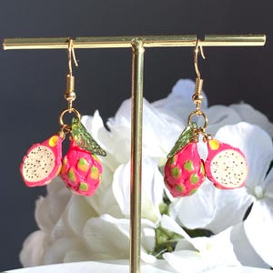 Fruit earring/ Dragon fruit earring/ Dangle earring/ Food jewelry/ gift for her