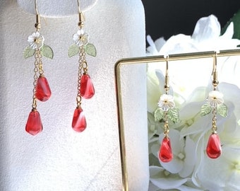 Fruit earring/  Pomegranate seed  earring/ Dangle earring/ Food jewelry/ gift for her