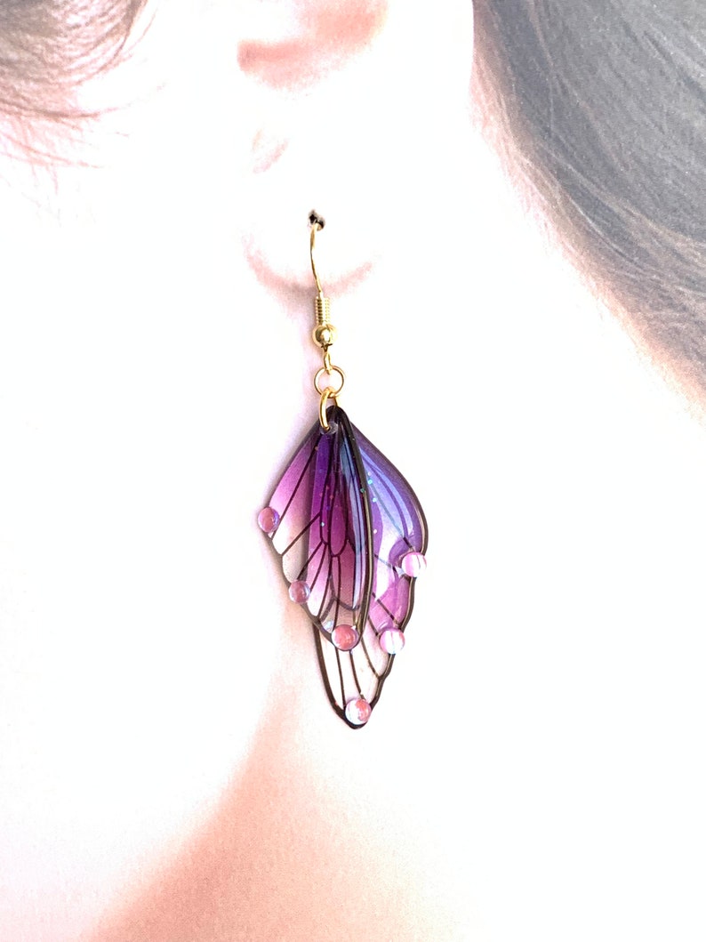 Boucles d'oreilles faites main ailes de papillon/Boucles d'oreilles ailes de fée enchantées/Bijoux ailes de fée/Boucles d'oreilles papillon/Cadeau de Noël/GN/Best-seller cosplay image 8