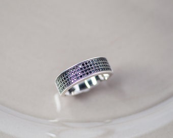 Silver Black Sapphires Ring