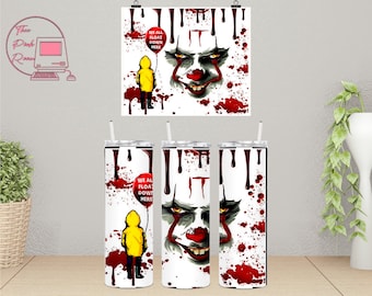 Scary Clown Tumbler Wrap, Halloween Movie PNG (Digital Download)