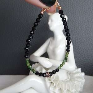 Bracelet 14K rose gold filled with real black and green Turmali