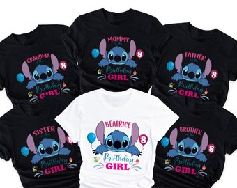Custom Stitch Birthday Shirt, Stitch Shirt, Stitch Birthday Girl Shirt, Disney Birthday Tee, Age Celebration, Stitch Kids Birthday Shirt