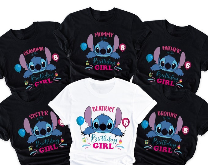 Featured listing image: Stitch Birthday Shirt, Personalized Birthday Shirt, Custom Stitch Birthday Shirt, Stitch Birthday Girl Shirt, Stitch Birthday Family Shirts