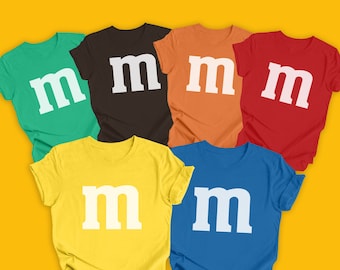 T-shirt M M Candies, chemise de famille assortie M et M, chemise d’Halloween familiale, chemises de groupe de bonbons d’Halloween, chemise de costume de famille du groupe M M