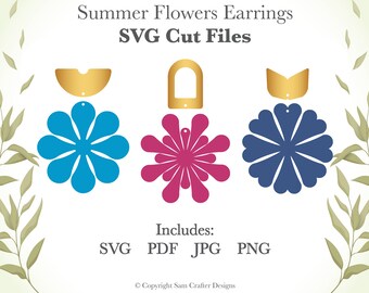 Lovely Flower Design Earrings DIY Jewelry SVG Pdf PNG Cut File Wood Leather Acrylic Glowforge Silhouette Cricut Cutting Machine Laser