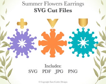 Artful Flower Design Earrings DIY Jewelry SVG Pdf PNG Cut File Wood Leather Acrylic Glowforge Silhouette Cricut Cutting Machine Laser