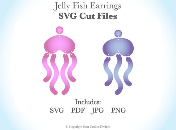 Jelly Fish Aquatic Ocean Sea Life Earrings DIY SVG Pdf PNG Cut Files Wood Leather Acrylic Glowforge Silhouette Cricut Cutting Machine Laser